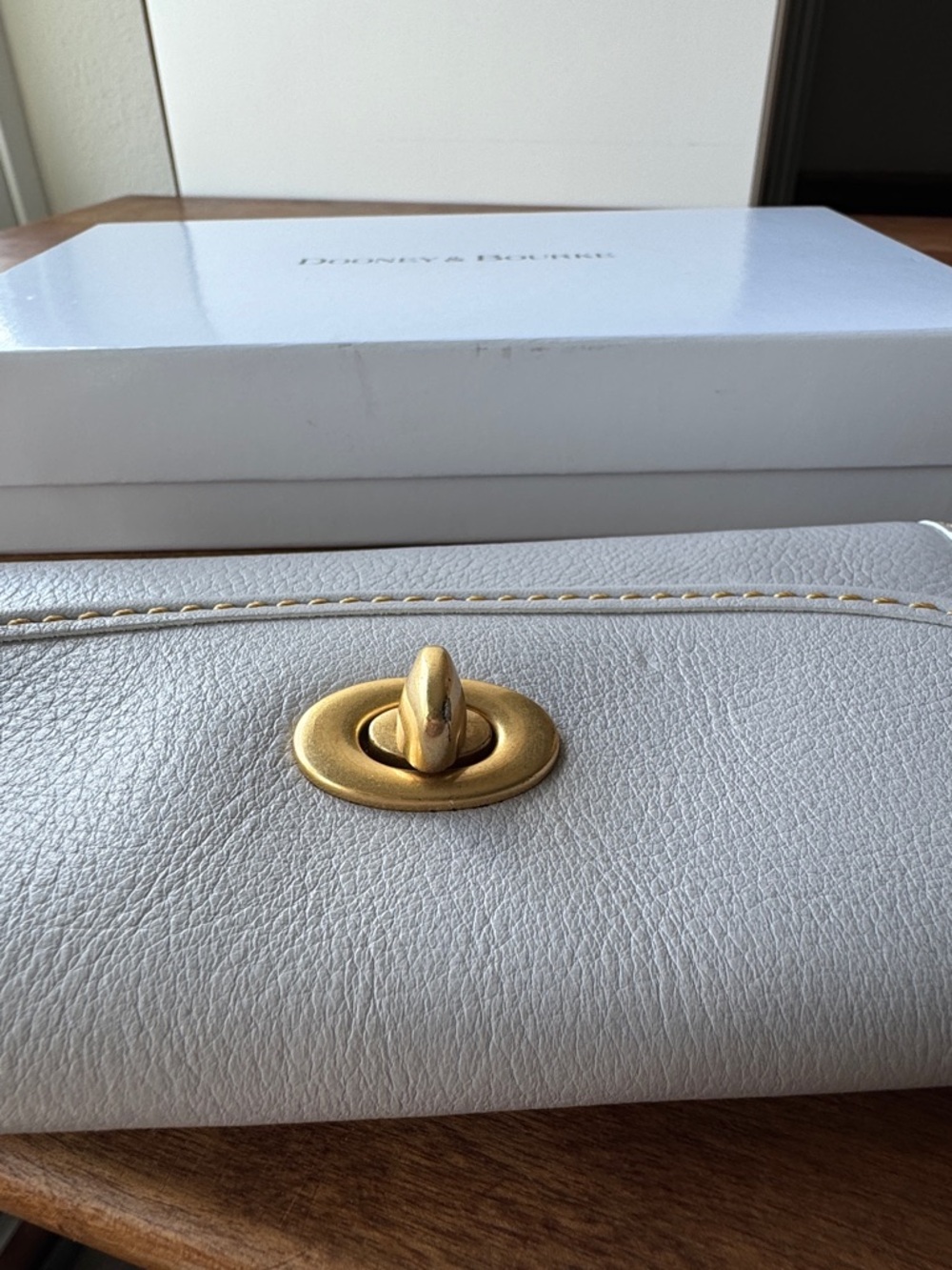Dooney & Bourke Florentine Leather Continental Turnlock Wallet in Ecru - Picture 7 of 13